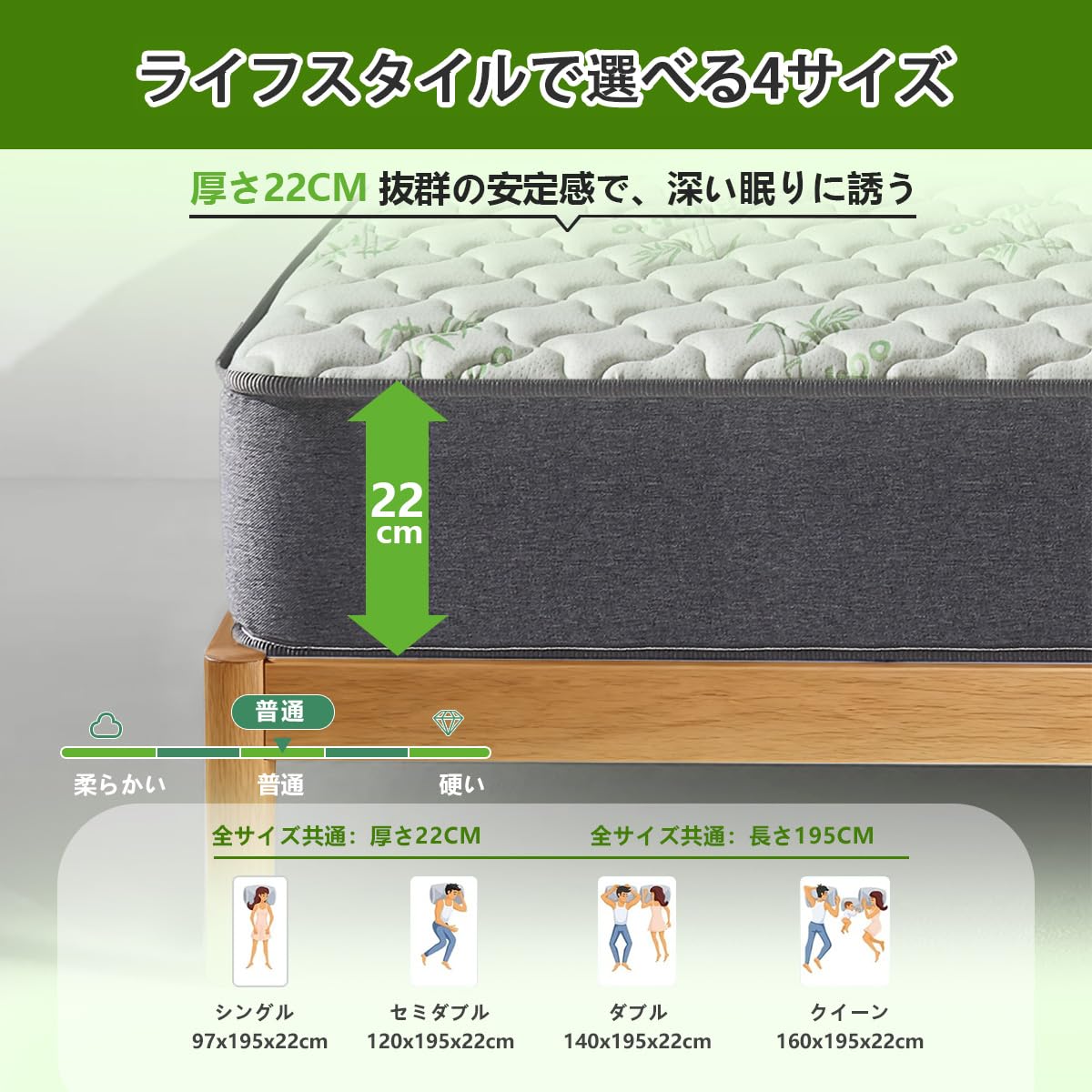 Amazon.co.jp: EXBLUE 竹繊維マットレス ダブル、シングルポケット