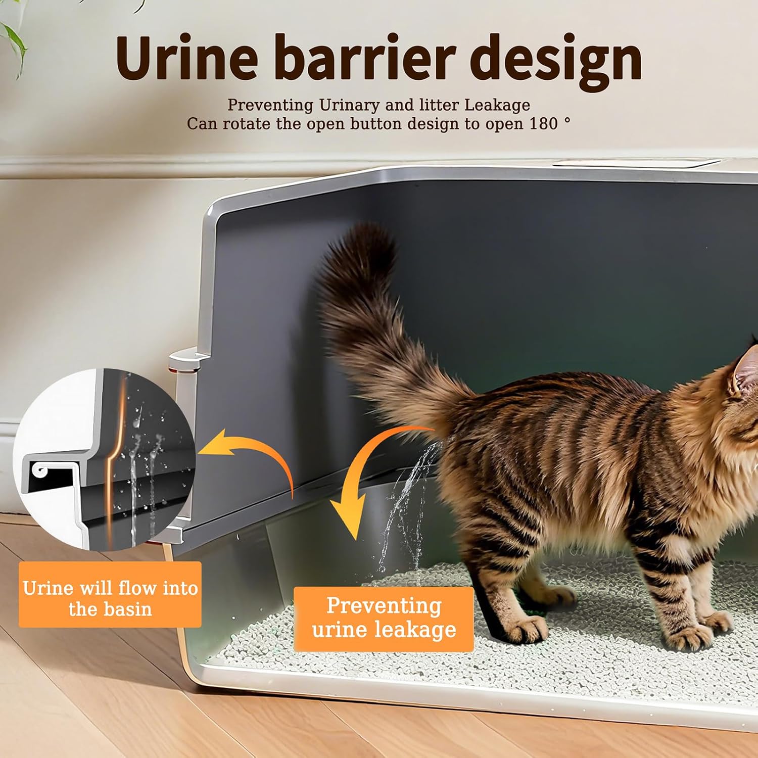 Enclosed XXXXL Stainless Steel Litter Box, 28" L x 20" W x 17" H, Side Entry Extra Large Metal Cat Litter Box with Lid for Big & Multiple Cats, Removable Enclosure, Anti-Leakage,Easy to Clean