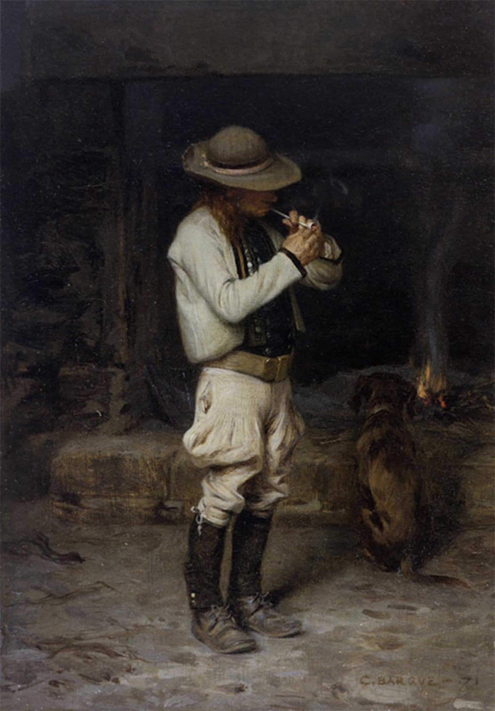 ARTXLXXBN Famous Painting Art Wall Decor Abstract Art Picture the Smoker by Charles Bargue Animal Pictures for Home Decor 60x90cm