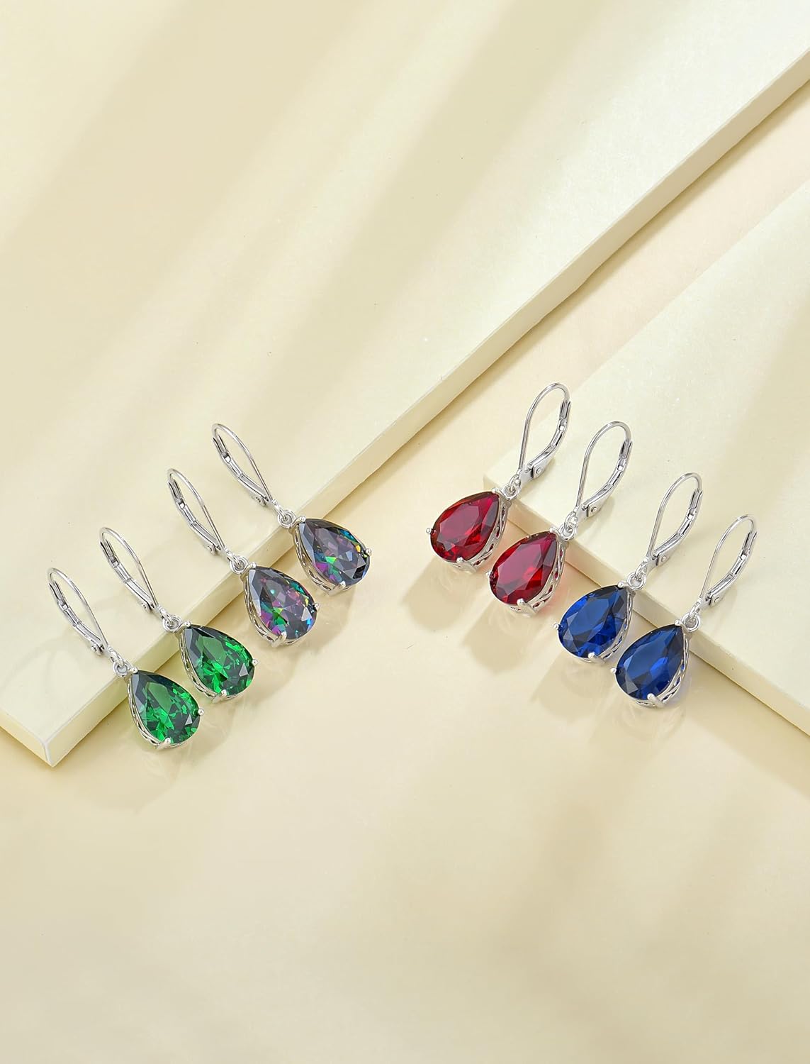 YL 925 Sterling Silver Teardrop Dangle Drop Earrings for Women 8x12 MM Solitaire Birthstone Leverback Filigree Jewelry - Image 9