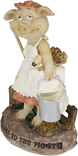 Miniatura 7 de Ebros Gift 'Welcome to The Pigsty' - Figura coleccionable de cerdo de Cenicienta con un cubo y trapeador de 6.25 pulgadas de alto de granja,