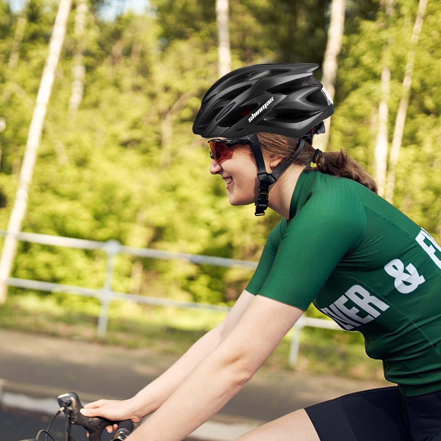 Bike Helmet Men Women, Shinmax Bicycle Helmet with Rear Light and Detachable Visor