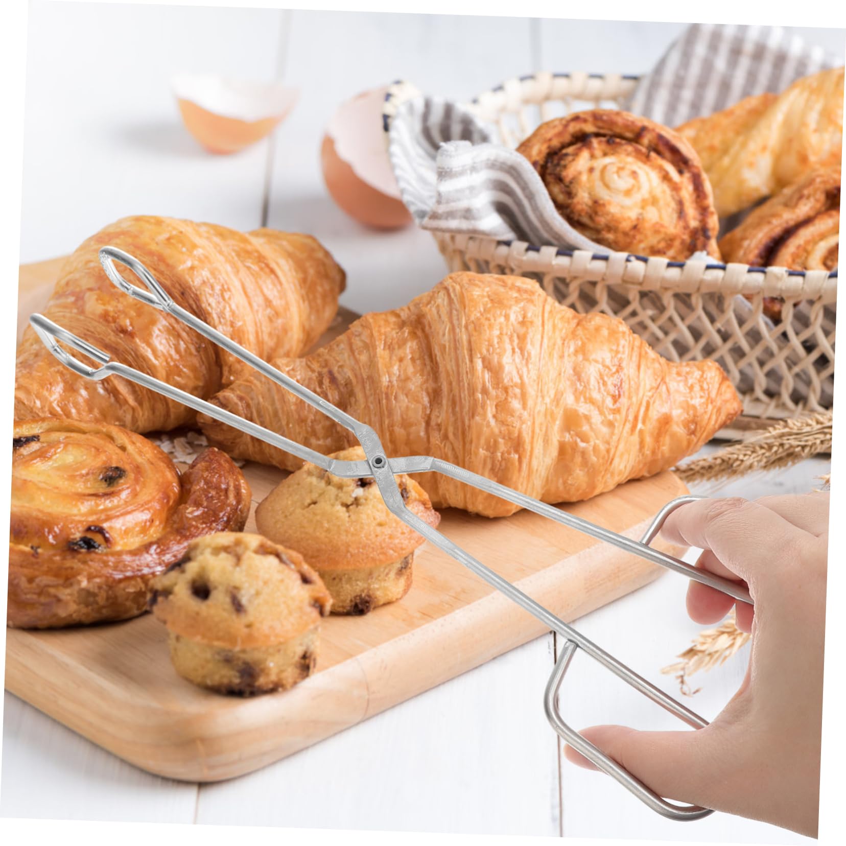 DECOMELODY 1Pc Durable Stainless Steel Food Clip Non Slip Kitchen Tongs for Baking Bbq and Serving Grey Food Grade Safe Design for Easy Handling and Stability