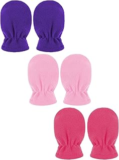 SATINIOR 3 Pairs Baby and Toddler Winter Mittens Kids Fleece Warm Mittens for Baby Boy & Girl (Rose Red, Pink, Dark Blue, 0-6 Months)