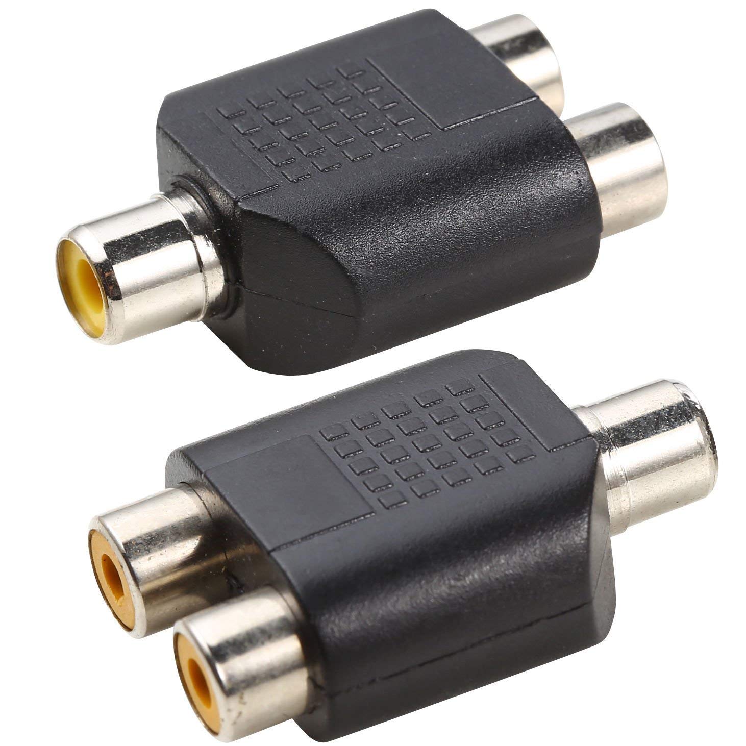 UHPPOTE RCA Y rozdzielacz podwójny 2 żeński do 3,5 mm / 0,14" 1 żeńskie gniazdo do audio wideo AV TV (opakowanie 50)