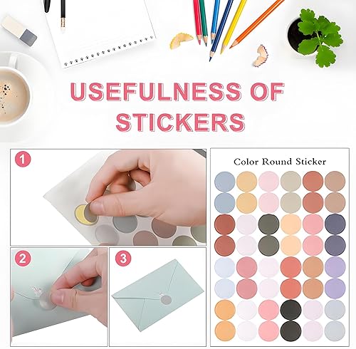 Miniatura 4 de El juego de 55 sobres de papel de papelería incluye 36 papeles de papelería de escritura rayados y 18 sobres con 48 calcomanías redondas de colores,