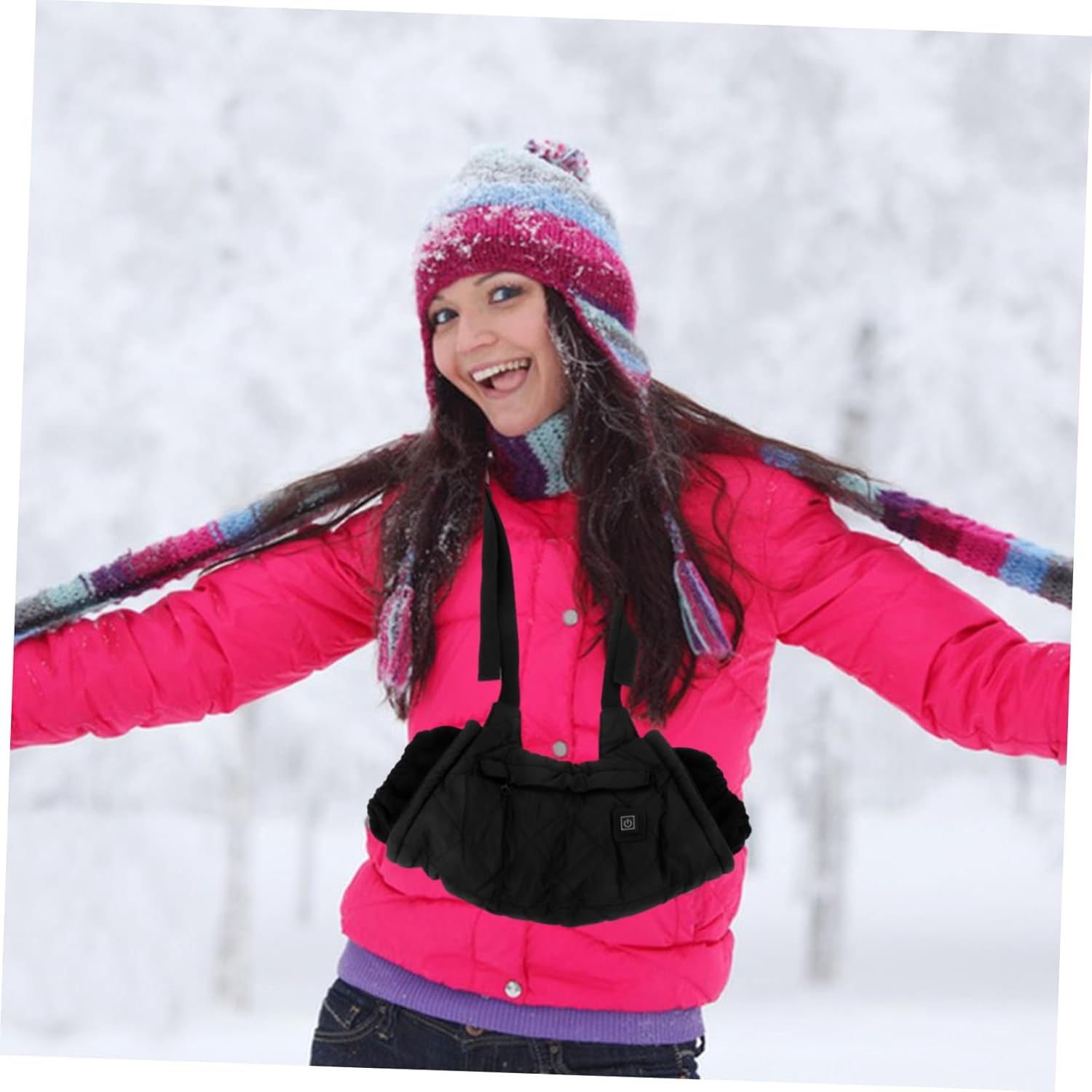 1pc Heated Hand Warmer Pouch Temperature Camo Warmer Bag for Winter Camping Hunting and Outdoor Activities USB Powered Black