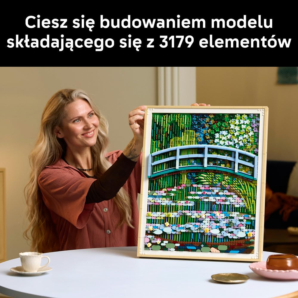 LEGO Art Claude Monet — Most nad stawem z liliami wodnymi 31220 | Obraz z klocków, zestaw konstrukcyjny dla dorosłych, prezent dla fana sztuki, ozdoba z efektem 3D, 3179 elementów