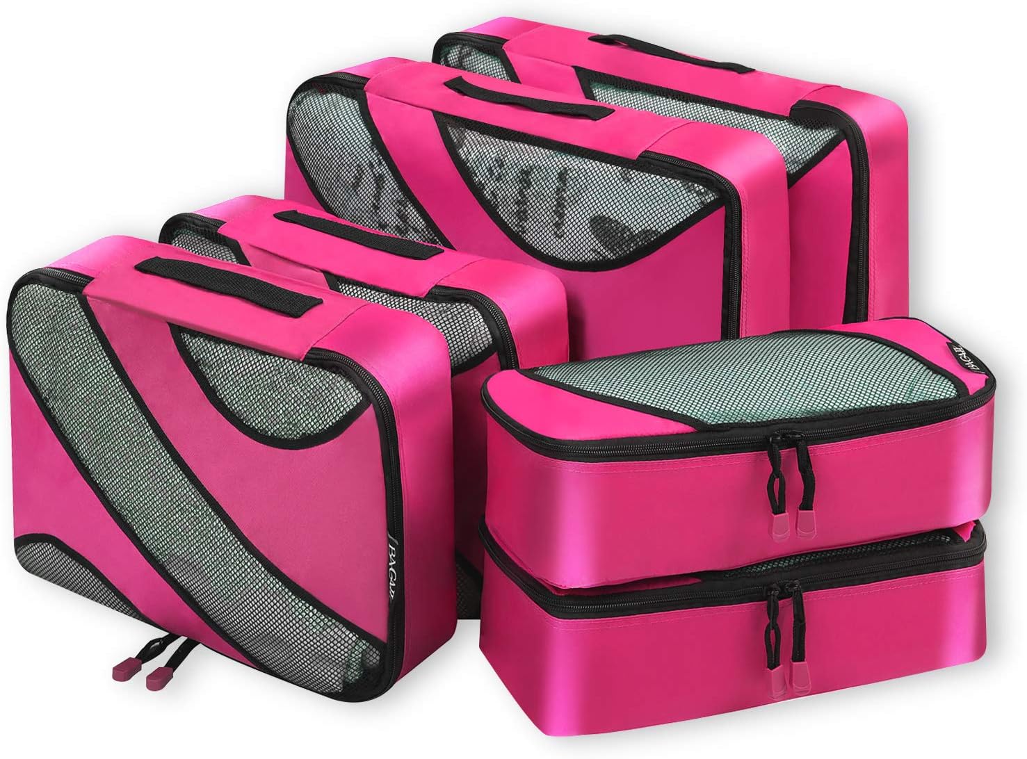BAGAIL 6 Set Packing Cubes,3 Various Sizes Travel Luggage Packing Organizers Fushcia