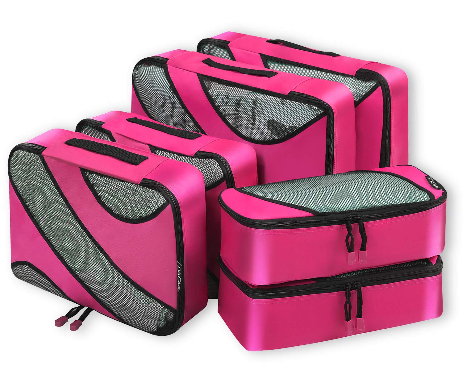 6 Set Packing Cubes,3 Various Sizes Travel Luggage Packing Organizers Fushcia