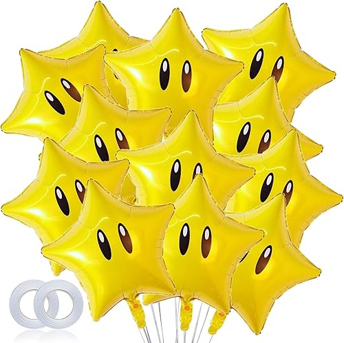 12 globos de estrella de aluminio, globos de estrella de videojuegos de 18 pulgadas para decoración de fiesta temática de videojuegos, baby shower,