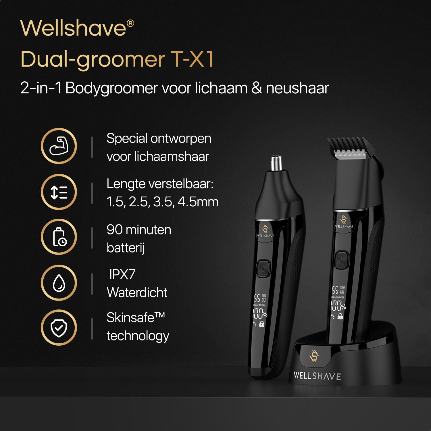 Golarka męska intymna 2 w 1 IPX7 wodoodporna USB-C trymer do nosa