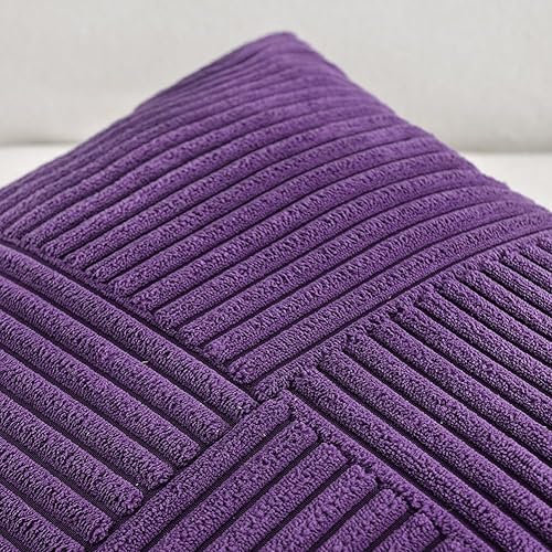 Miniatura 4 de Fancy Homi - 2 fundas decorativas para cojín cuadrado de pana suave con textura cruzada y diseño de retazos, para sala, sofá y cama, decoración