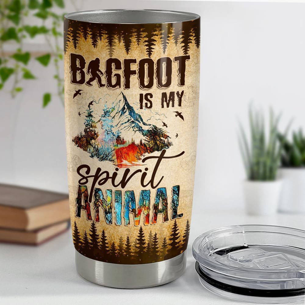 SANDJEST Bigfoot Tumbler Cup 20oz Sasquatch Gifts for Men Stainless Steel Insulated Tumblers Coffee Travel Mug Gift for Birthday Christmas - Image 4