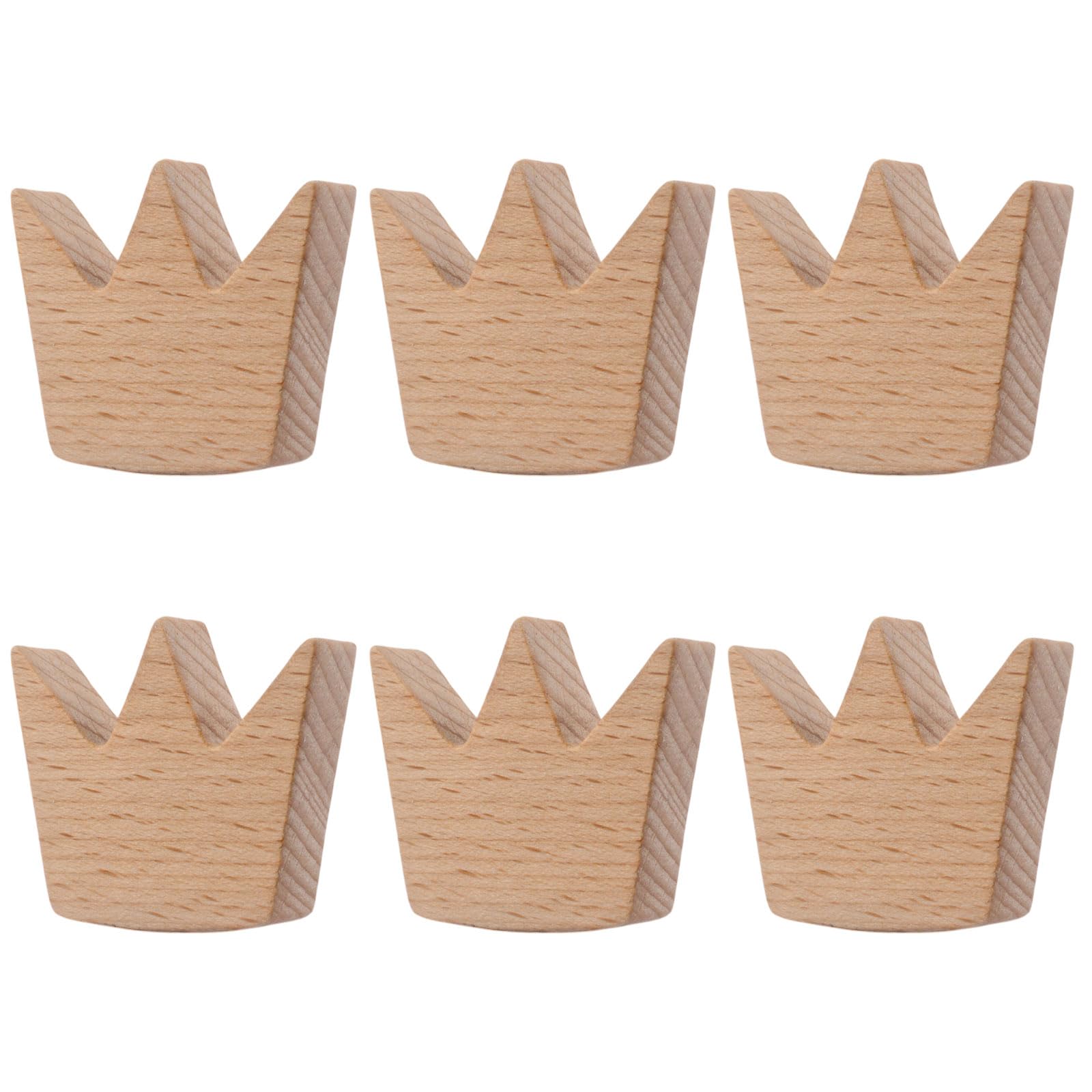 MOROBOR Crown Shaped Wooden Knobs, 6pcs Single Hole Beech Wood Handles Drawers Cupboard Cabinet Pulls Cute Cabinet Pull Knob with Screws & Expansion Tube — image 1