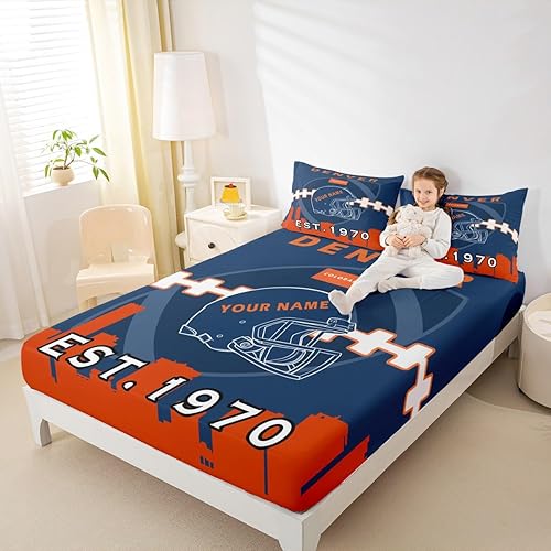 Miniatura 3 de Erosebridal Juego de sábanas personalizadas de tamaño matrimonial, para fanáticos del fútbol americano para hombres y mujeres, juego de cama azul