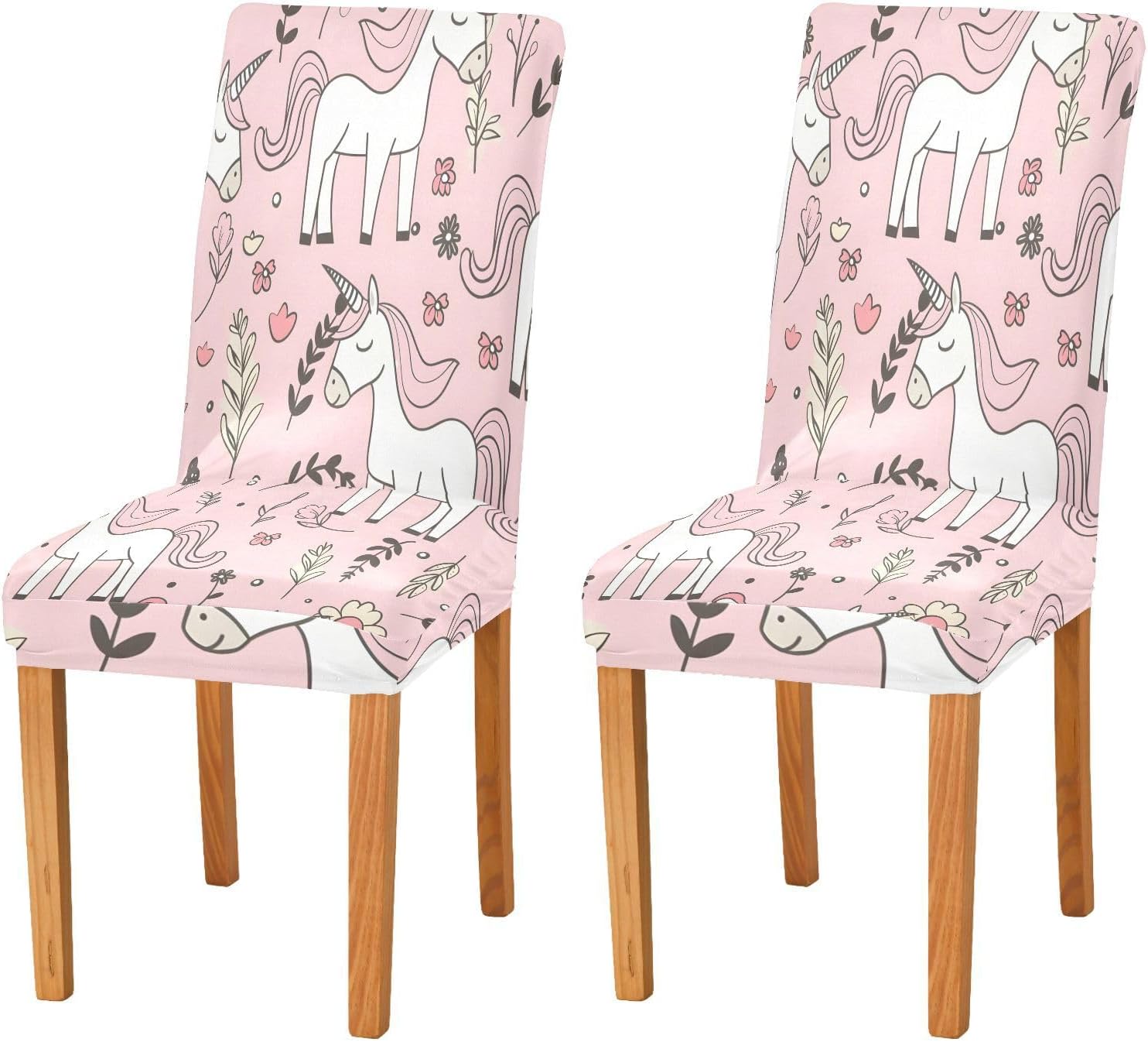 ALAZA Chair Covers for Dining Room, Line Unicorn Pattern Stretch Chair Cover Sets Chair Protector Removable Washable for Ktichen Restaurant Hotel