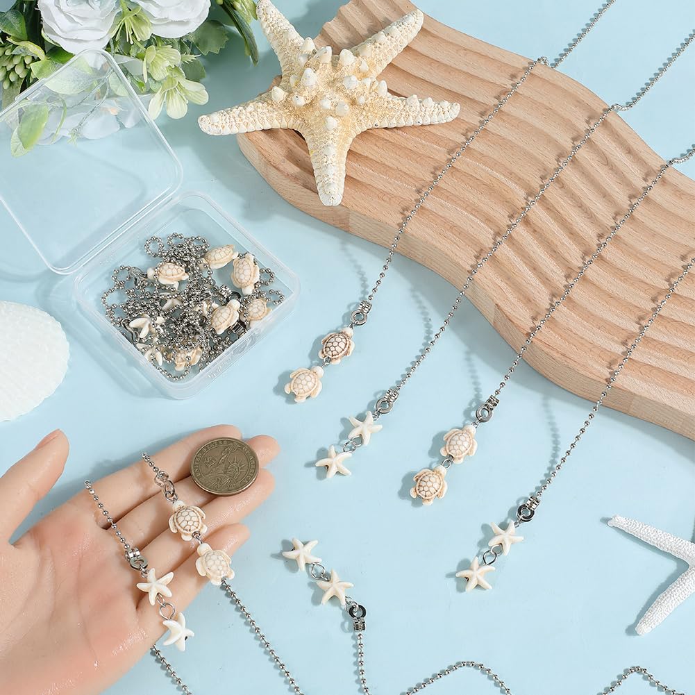 CRASPIRE 12Pcs 2 Styles Sea Turtle Ceiling Fan Pull Chain Synthetic Turquoise 14.17 Inch Starfish Summer Ocean Hanging Charm Ornament Fan Ball Chain Extender Danglers for Ceiling Fan Light Lamp Decor - Image 2