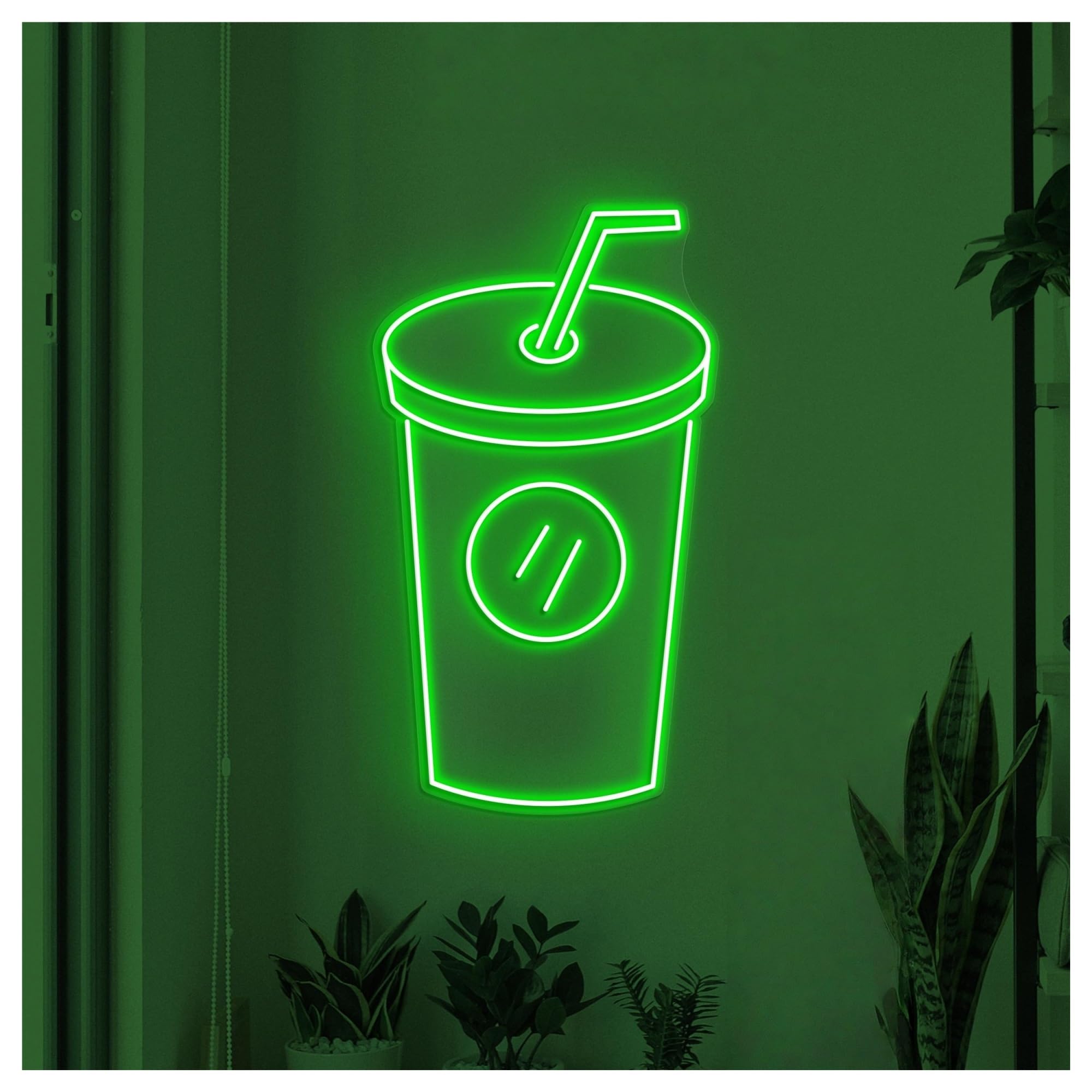 Decoración Lámparas Letrero De Neón Con Forma Vaso Para Bebidas, Ideal Para Decoración Tiendas Jugos, Brillo Ajustable 38cm(Re)