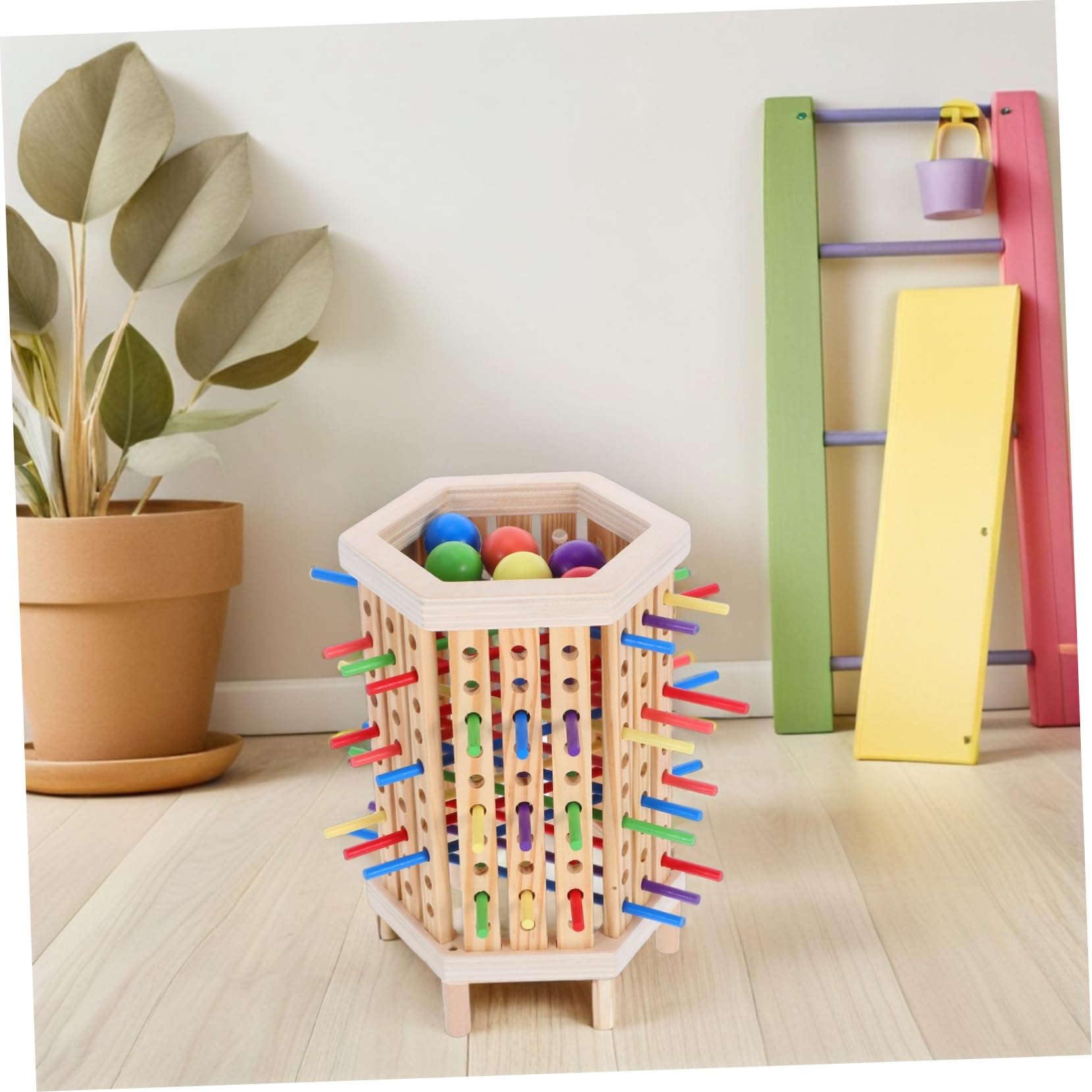 Montessori de Tablero de Madera con Palitos Coloridos Apilables Juguetes Educativos para Desarrollo Cognitivo y Habilidades Motoras para Niñas Aprendizaje de Matemáticas