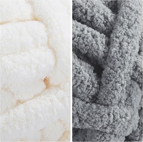 Miniatura 6 de HOMBYS Paquete de 8 hilos gruesos surtidos para tejer a ganchillo, hilo súper voluminoso, grande, suave y esponjoso, hilo de felpilla grueso para