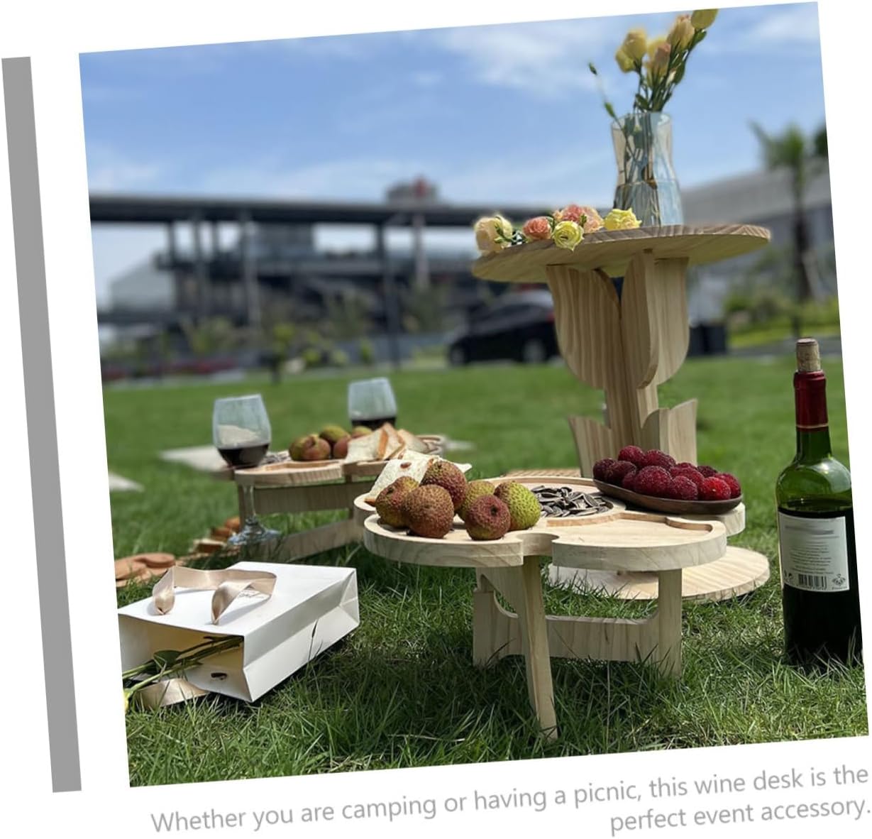 Travel Wine Desk Compact Folding Table Outdoor Picnic Beach Camping Pool for