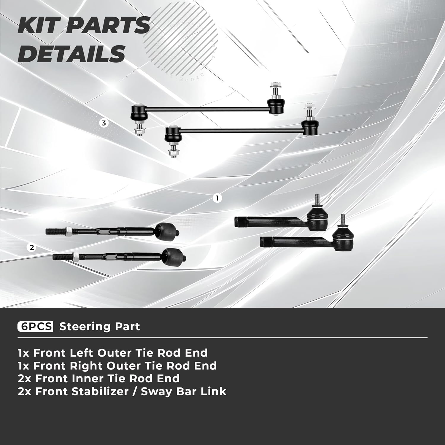 Front Suspension Kit Compatible With 2007-2012 Nissan Sentra Sway Bar Link, Outer & Inner Tie Rod End Suspension kit ES800574 ES800575 K750096 EV800820