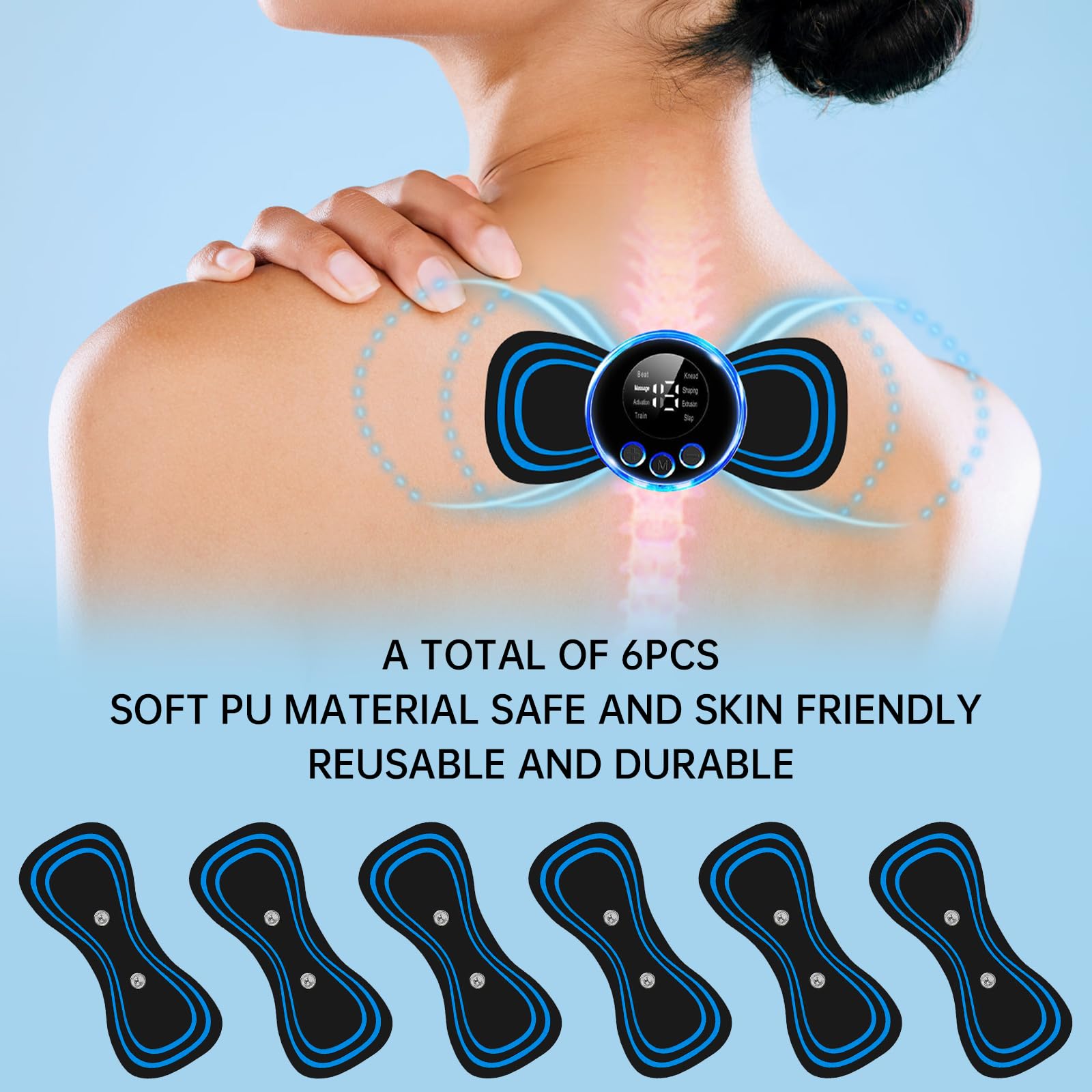 6 Almohadillas de Repuesto para Masajeador de Cuello y Hombros - Parche Autoadhesivo Cervical para Microcorriente, Intercambiable, Mini