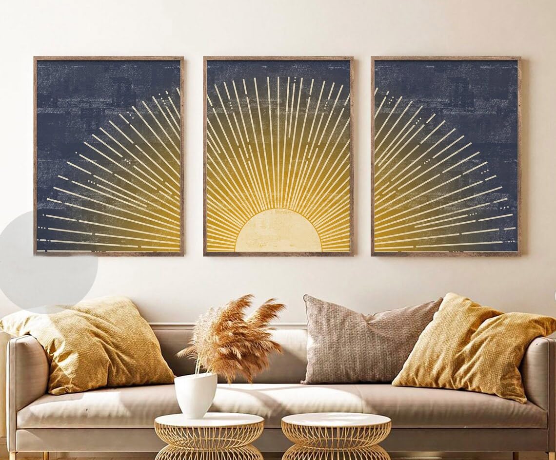 Amazon.com: NATVVA 3 Pieces Modern Geometric Sun Canvas Wall Art