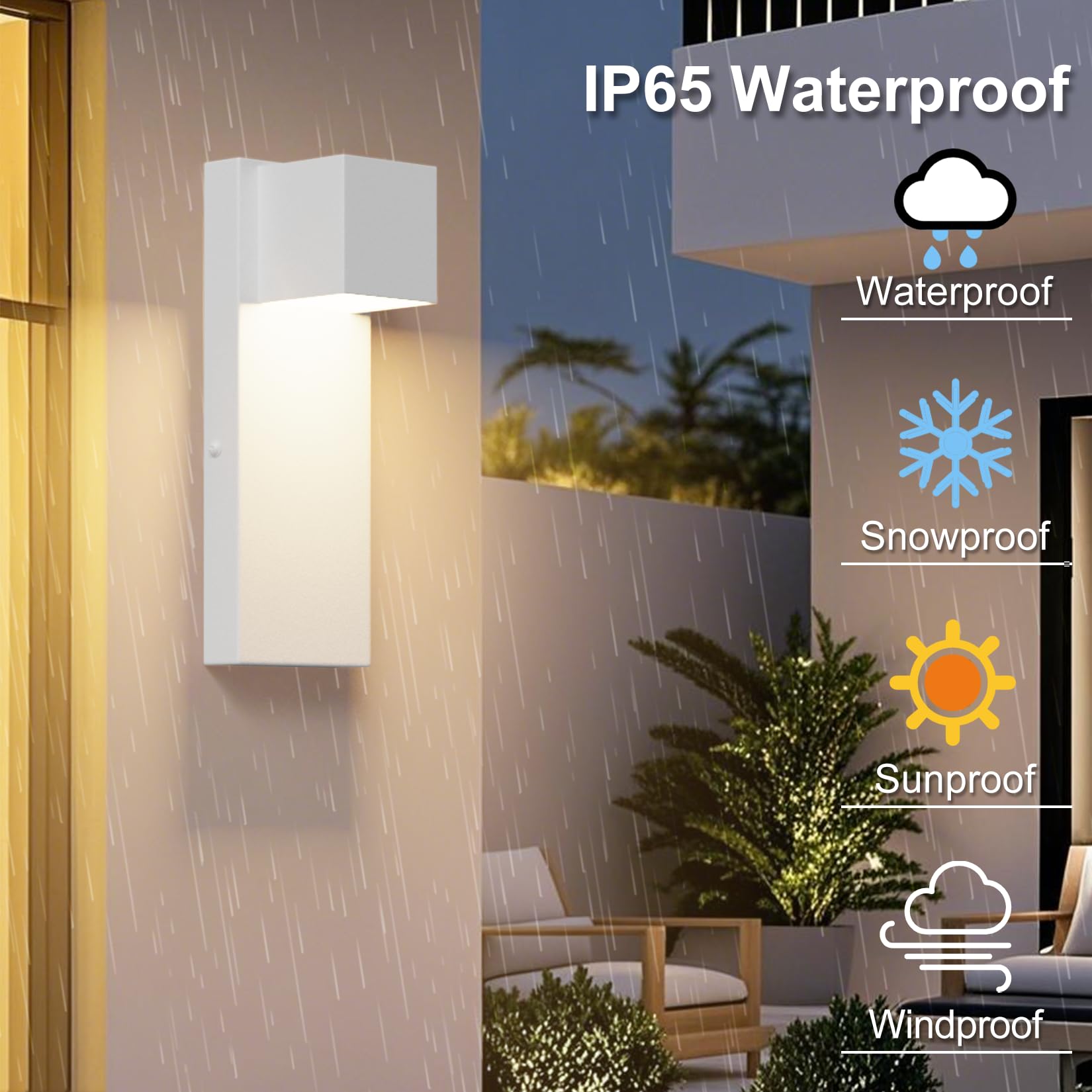 K-Bright LED applique da esterno 16W, 2 pezzi lampada da esterno 3000K bianco caldo IP65 impermeabile | applique in Acciaio Inossidabile per interni/esterni, balcone, giardino| Bianco
