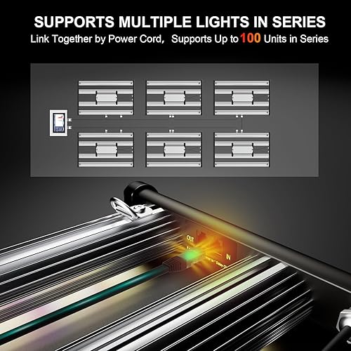 Miniatura 6 de TMLAPY Luces LED N320 de crecimiento de 320 vatios de espectro completo con cadena de margaritas regulable, lámparas de cultivo para plantas,