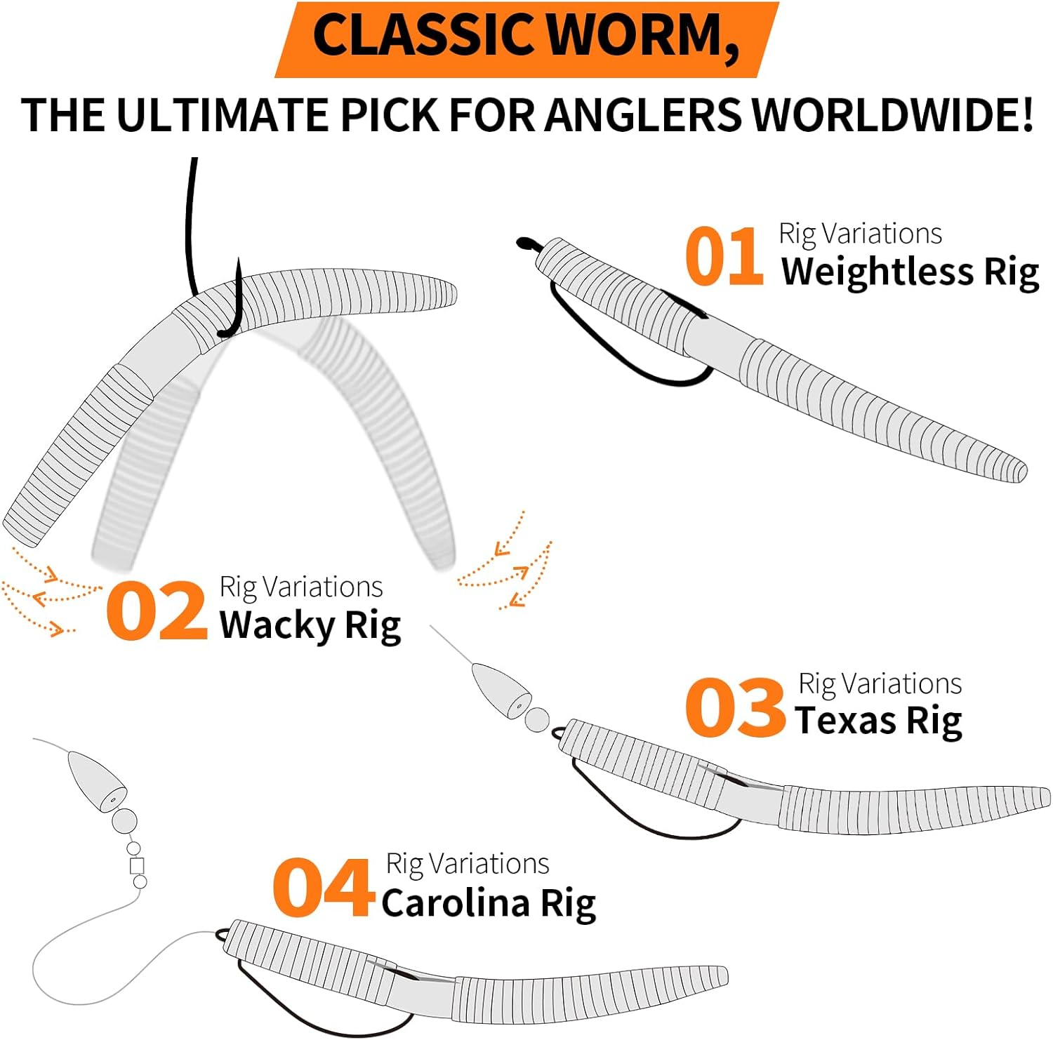 Wacky Worms Bass Fishing Kit, 71pcs Stick Shaped Soft Baits with 30 4" 6 Proven Colors, Teflon-Coated Wacky & EWG Hooks, O-Rings, Compatible with Senko-Style Worms, Premium 3600 Tackle Box