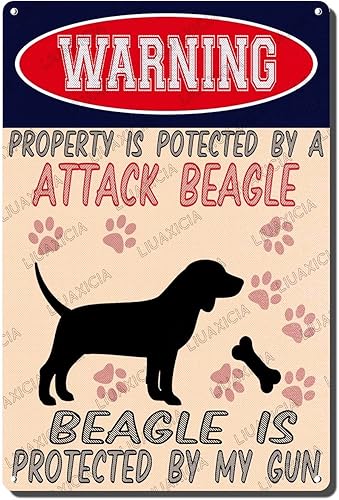 Miniatura 14 de Letrero de hojalata retro con texto en inglés "Warning Property Is Potected By A American Bulldog Is Protected By My Gun", decoración de pared para