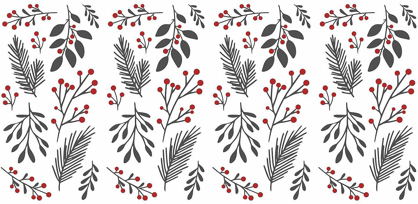 Repositionable Stickers Berries and Holly Branches