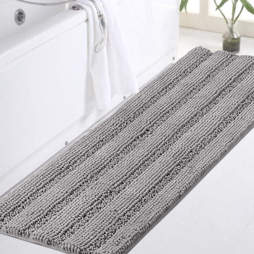 Turquoize Luxury Bath Runner, Gray Bathroom Rug 47 x 17