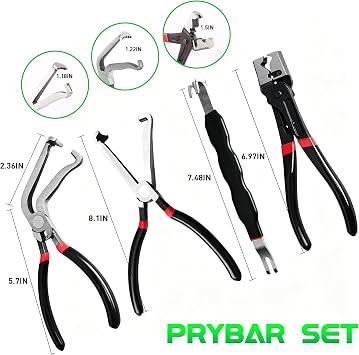 Automotive Electrical Disconnect Pliers Kit, Fuel Line Removal Tool, Auto Repair Plier, Hose Clamp Pliers with 8 Pcs Terminal Removal Tools (Black)