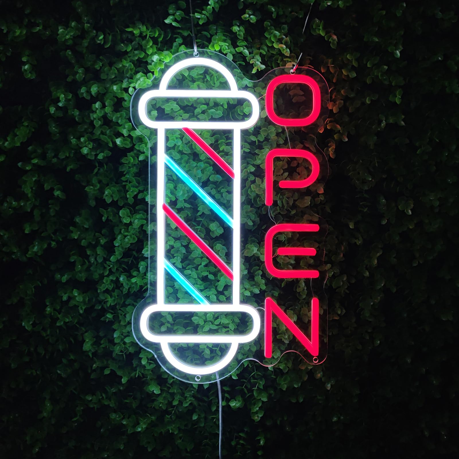 Barber Shop Neonschilder für Wanddekoration, offene Neonlichter für Schlafzimmer, LED-Schilder, geeignet für Friseurläden, Friseursalon, Kunst, einzigartig für Friseure, 40 x 23,7 cm