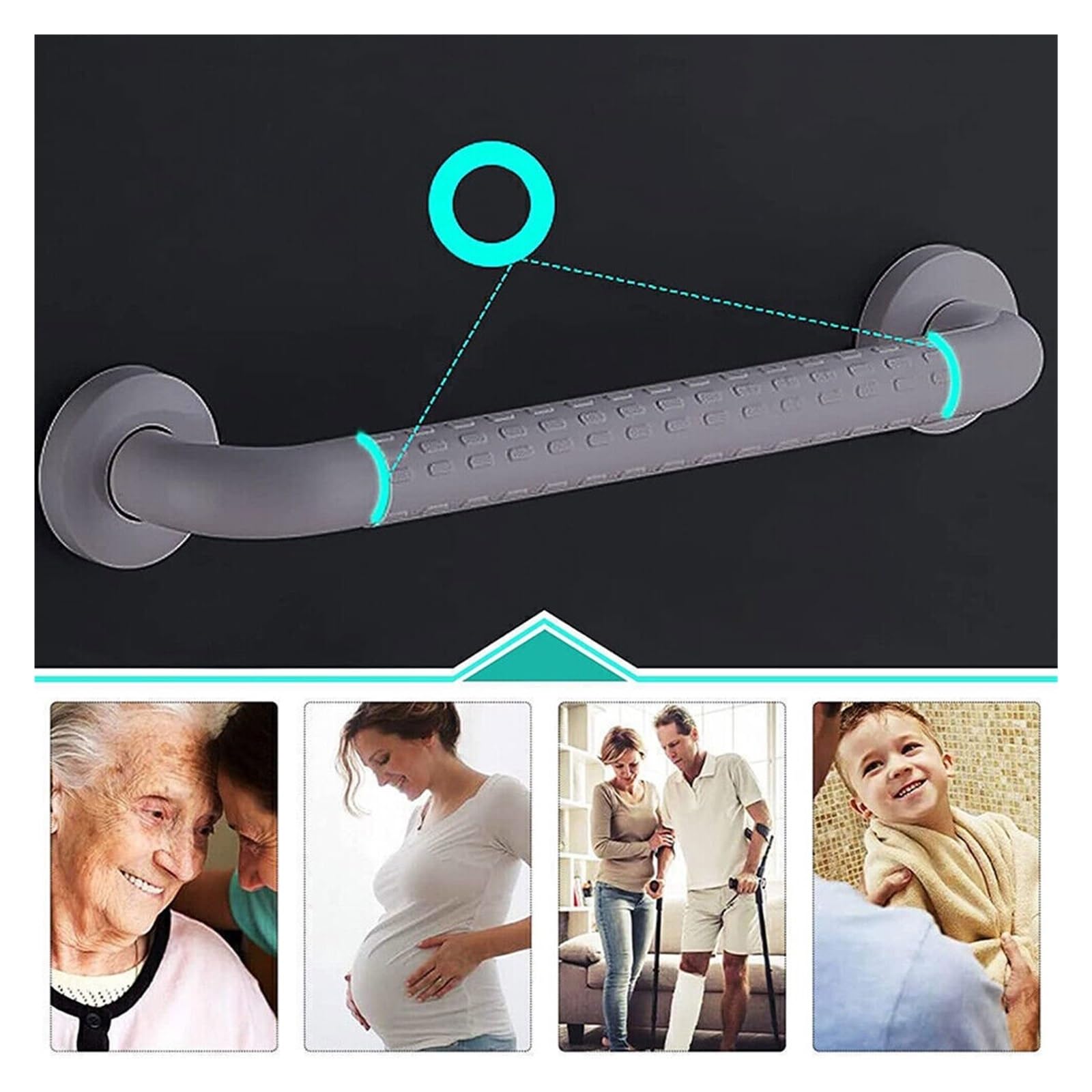 Maniglie per Bagno 30/40/50cm Barra di sostegno for vasca da bagno con impugnatura sicurezza, corrimano supporto for WC luminoso for disabili Per Vasca(40cm)