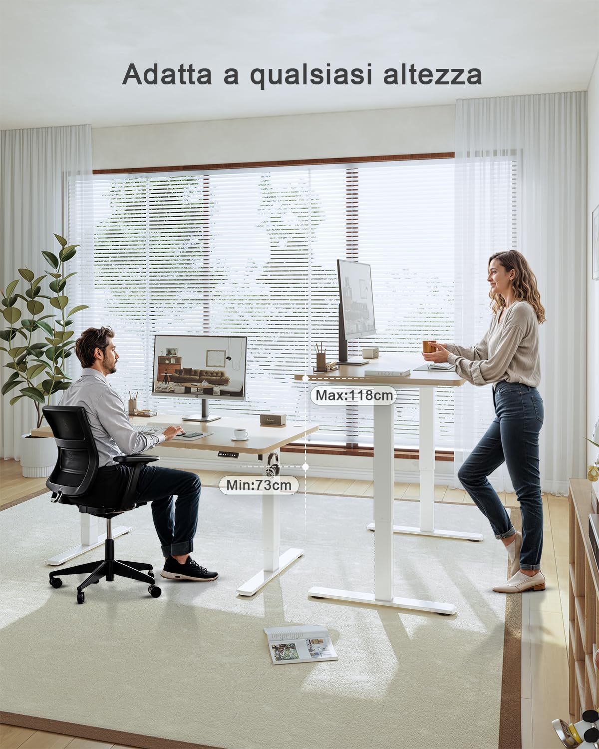 JUMMICO Scrivania Regolabile in Altezza, Scrivania Regolabile Elettrica con Smart Panel da caricatore USB, Scrivania in Piedi con Funzioni di Memoria, Standing Desk 160 x 70 cm, Beige