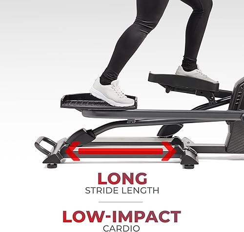 Miniatura 5 de Sunny Health & Fitness Máquina de Ejercicio Elíptica, Entrenamiento Elíptico Silencioso con Sensor de Pulso, Resistencia Ajustable y Entrenamiento