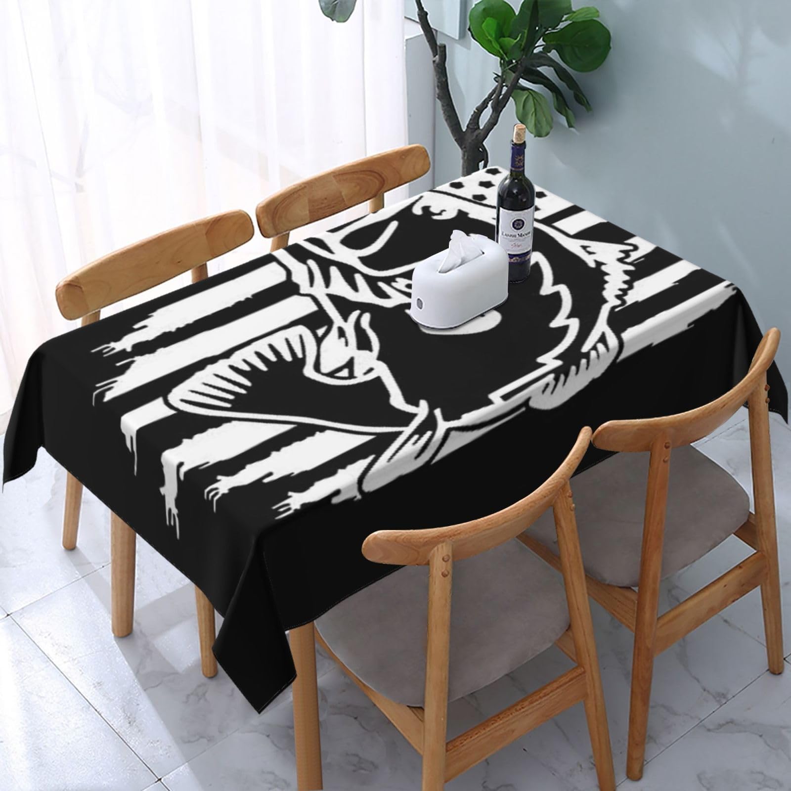 HLBSDM American Flag Largemouth Bass Fish Rectangle Tablecloth, Suitable for Wedding, Party and Restaurant Festival Gathering Event Polyester Fabric Decorative Tablecloth(54x72in)