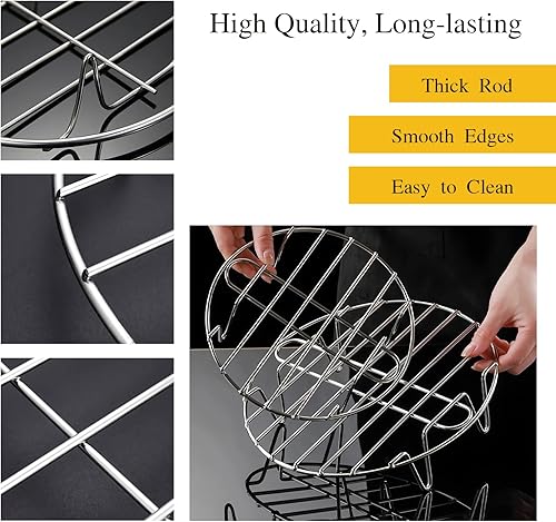 Miniatura 3 de Estante de vapor instantáneo de 7 pulgadas, estante de enfriamiento redondo de acero inoxidable para hornear, apto para freidora de aire, ollas de