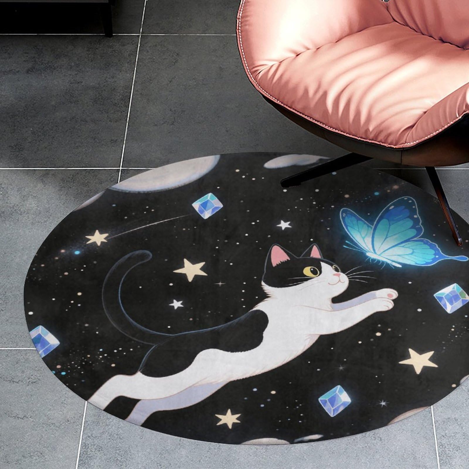 Tapis circulaire de 0,6 cm à poils courts idéal pour créer un coin lecture enfant