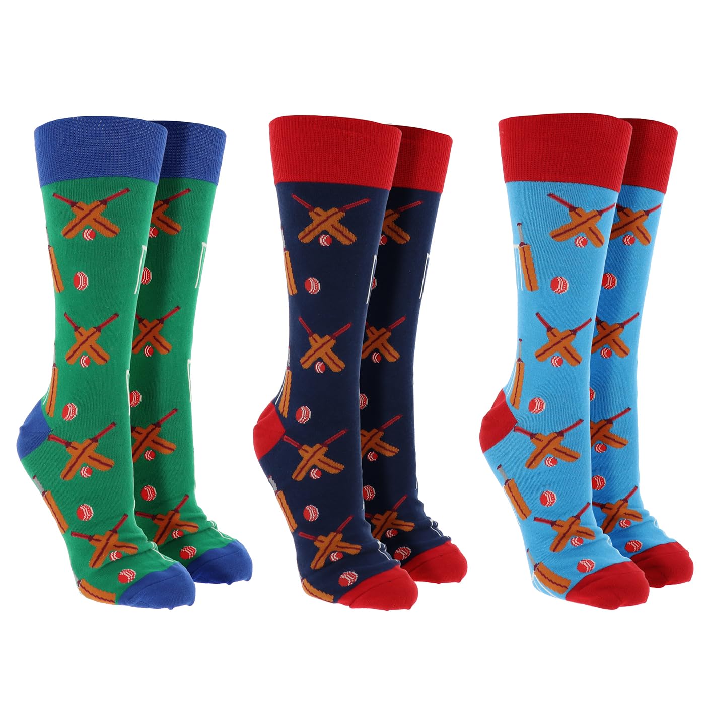 Joe Davies Sock Society Sports Collection of Funky and Fun Socks - Golf, Darts, Cricket, Football, Gym & More! (UK, Alpha, One Size, Regular, Regular, Cricket)
