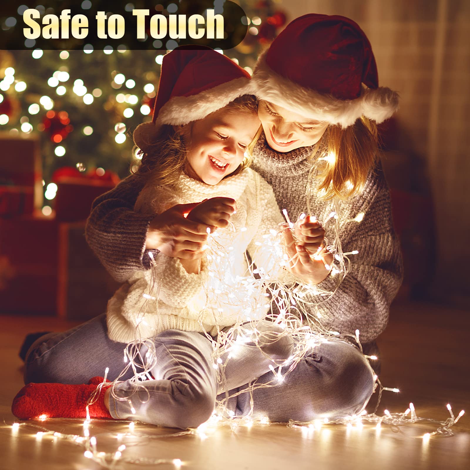 OBOVO Outdoor Christmas Lights, 200 LED White Fairy Lights Plug in - Image 4