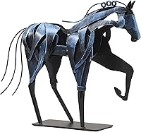 Handmade Blue Horse Statue - Rustic Metal Sculpture for Home Office Decor - Unique Hand-Painted Gift for Horse Lovers by SunBlogs Art