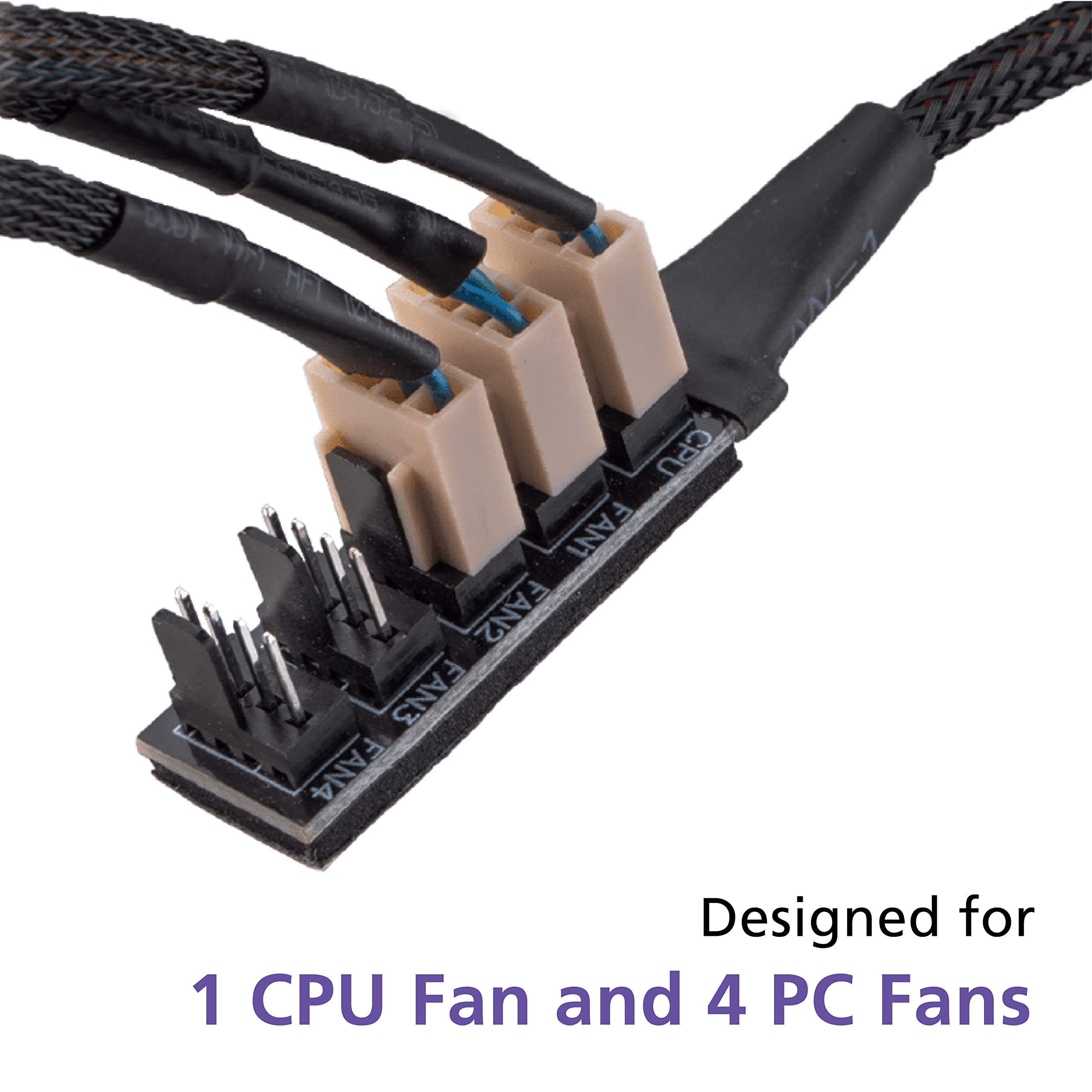 Akasa FLEXA FP5H | PWM Fan Hub | 5 Way Fan PWM Splitter Hub Cable | Black Sleeved Braided Cable | 4-pin | 30 cm | AK-CBFA08-30BK
