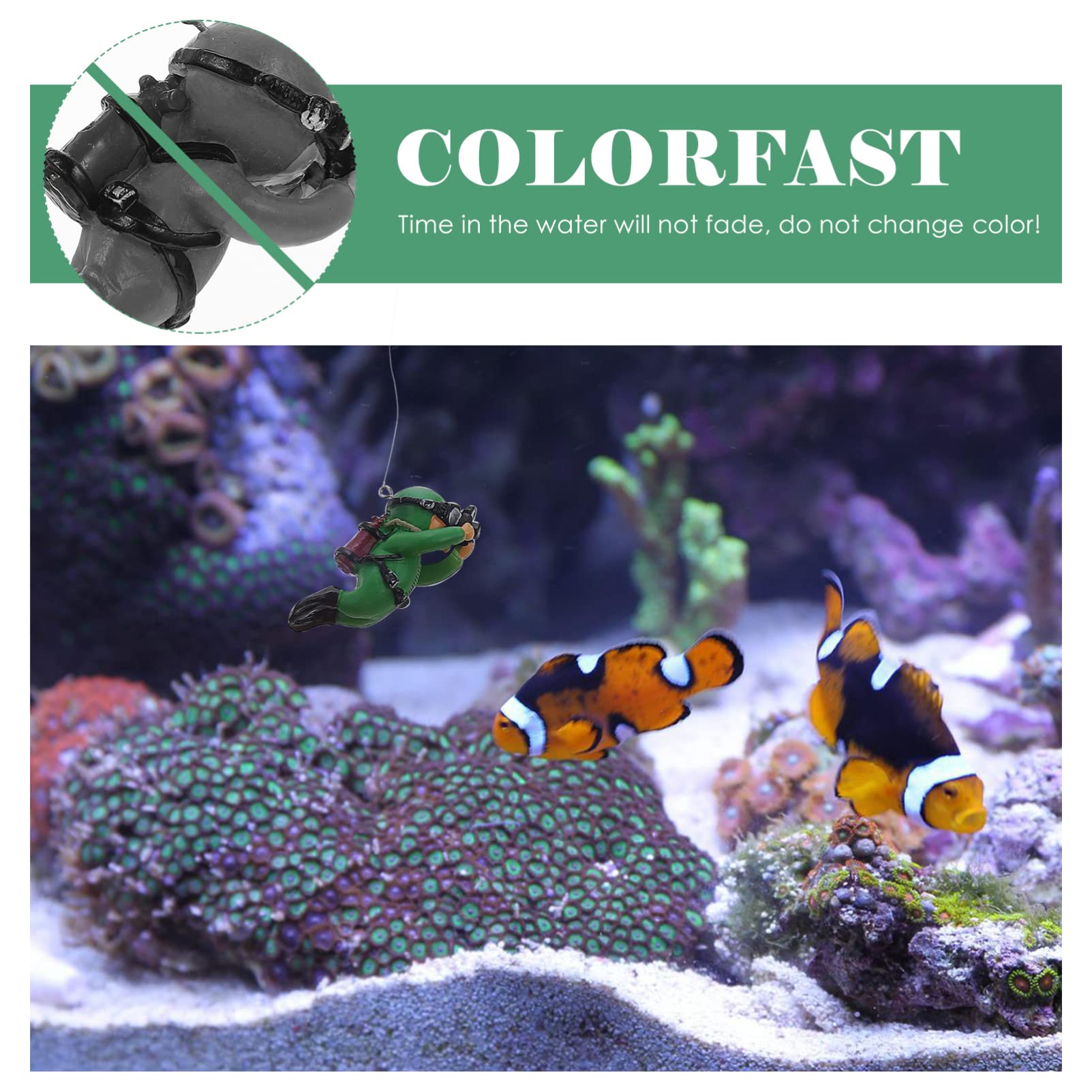 5 Pièces Plongeur D'aquarium Accessoires D'aquarium Décoration Flottante D'aquarium Décoration Flottante pour Aquarium Figurines Mini Nageurs Gros Homme Vert Fantoche PVC Char