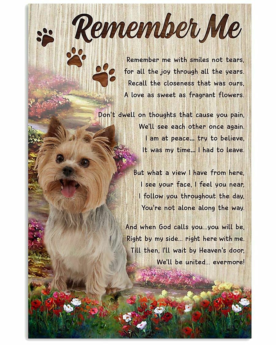 TNND Remember Me Yorkshire Terrier Memorial Wall D¨¦cor For Dog Lovers Metal Sign Art Tin Metal Poster Gift 8x12 inch
