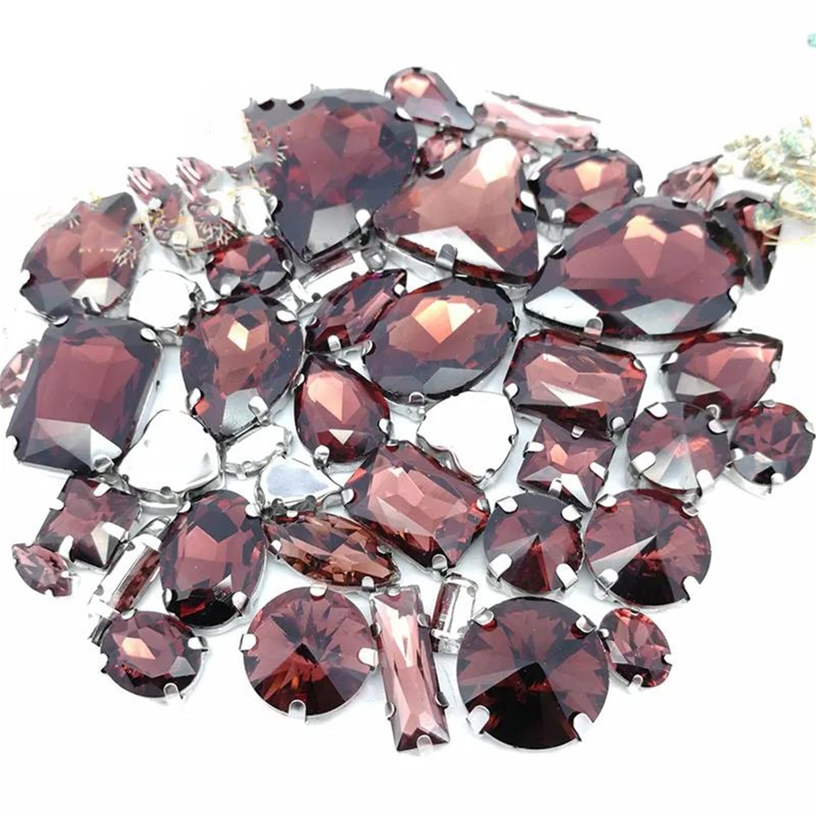 Strass à coudre rouge vin dos plat pour réparer et décorer les vêtements